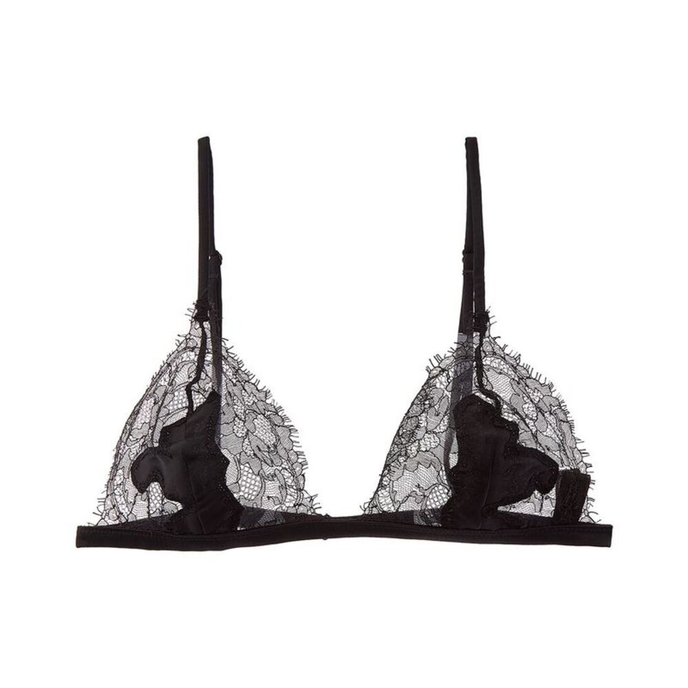 Kiki De Montparnasse Womens  Giselle Soft Silk-Trim Bra, Black